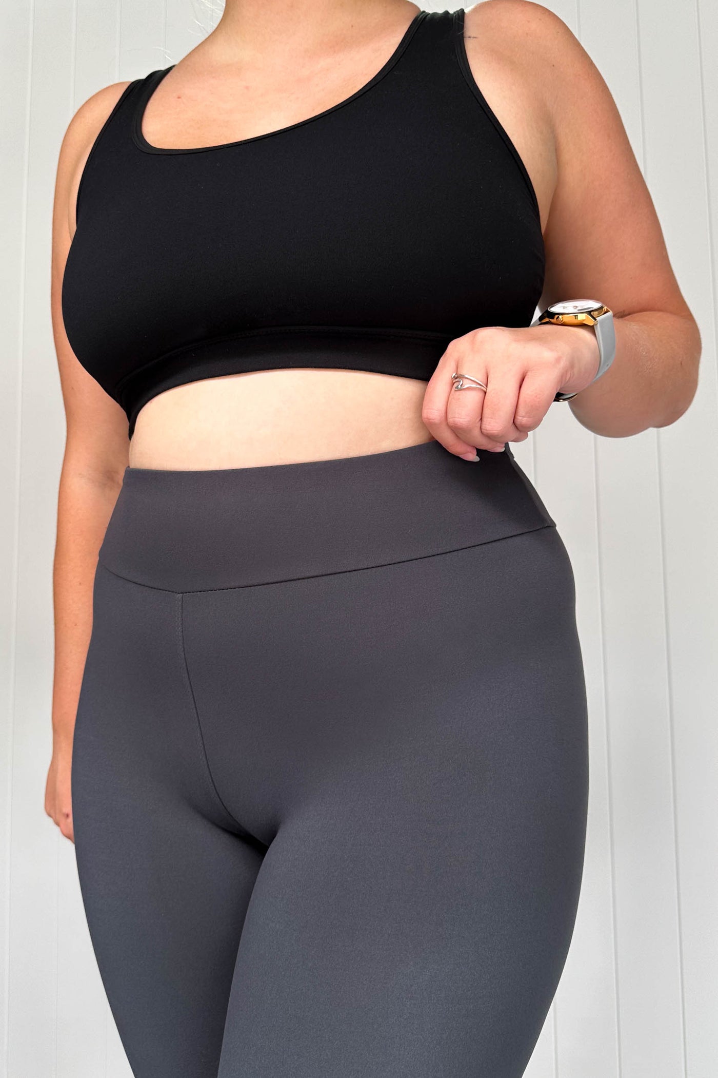 Plain Charcoal - Casual - Capri Leggings