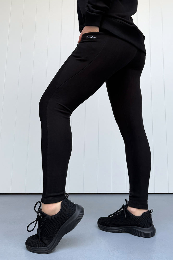 Black - Fleece - Leg Pockets - Full Leggings