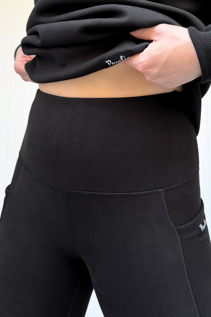 Black - Fleece - Leg Pockets - Full Leggings