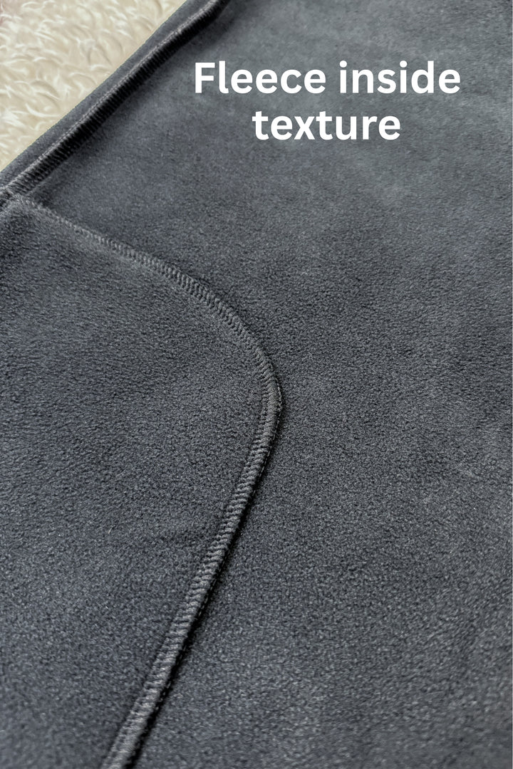 Black - Fleece - Long Flarey Leggings - Pockets