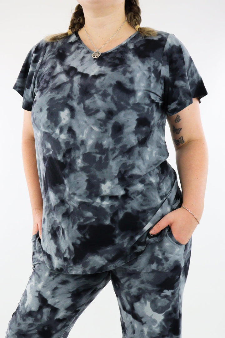 Stormy Tie Dye - Long T-shirt - Flutter Sleeve