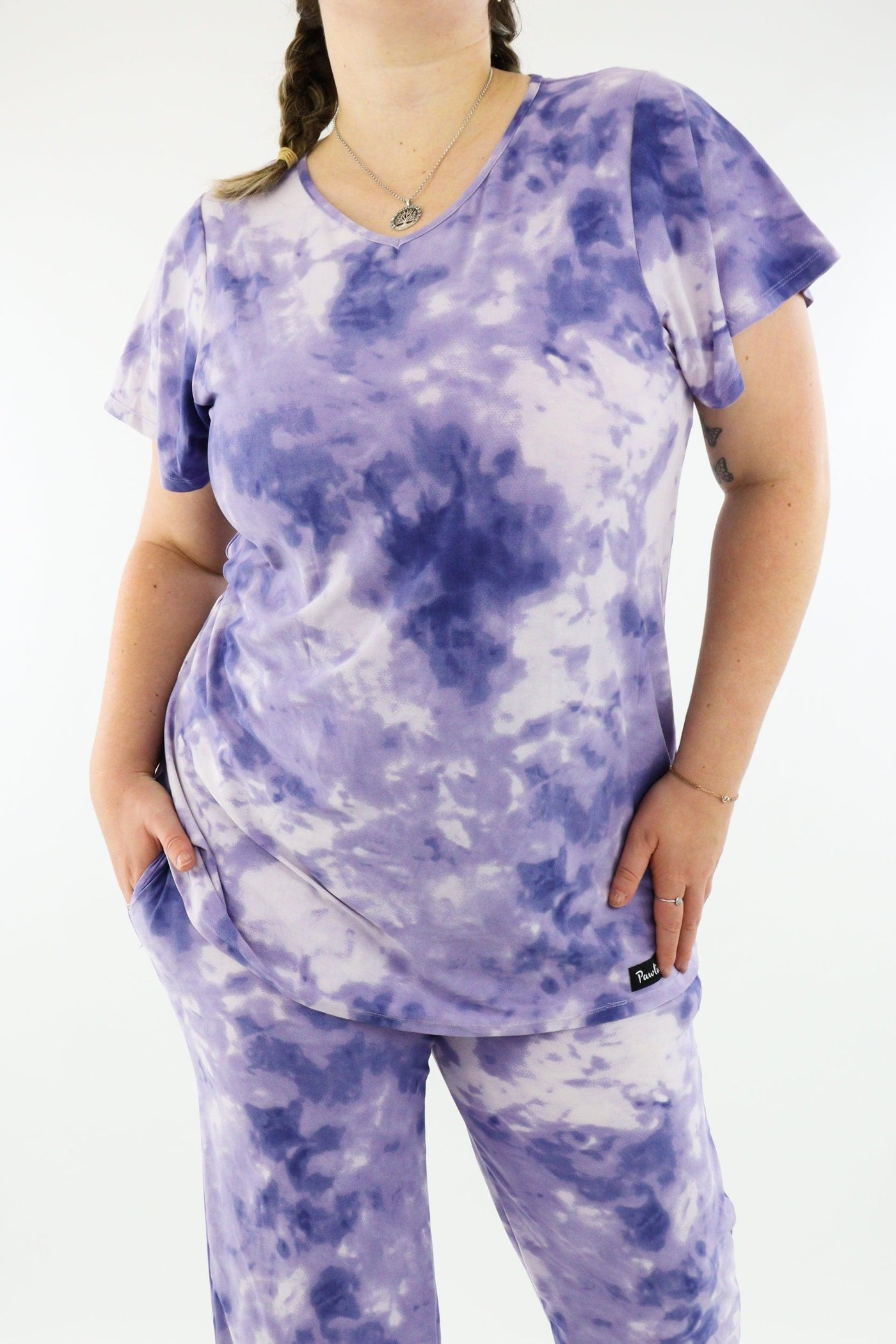 Purple Tie Dye - Long T-shirt - Flutter Sleeve