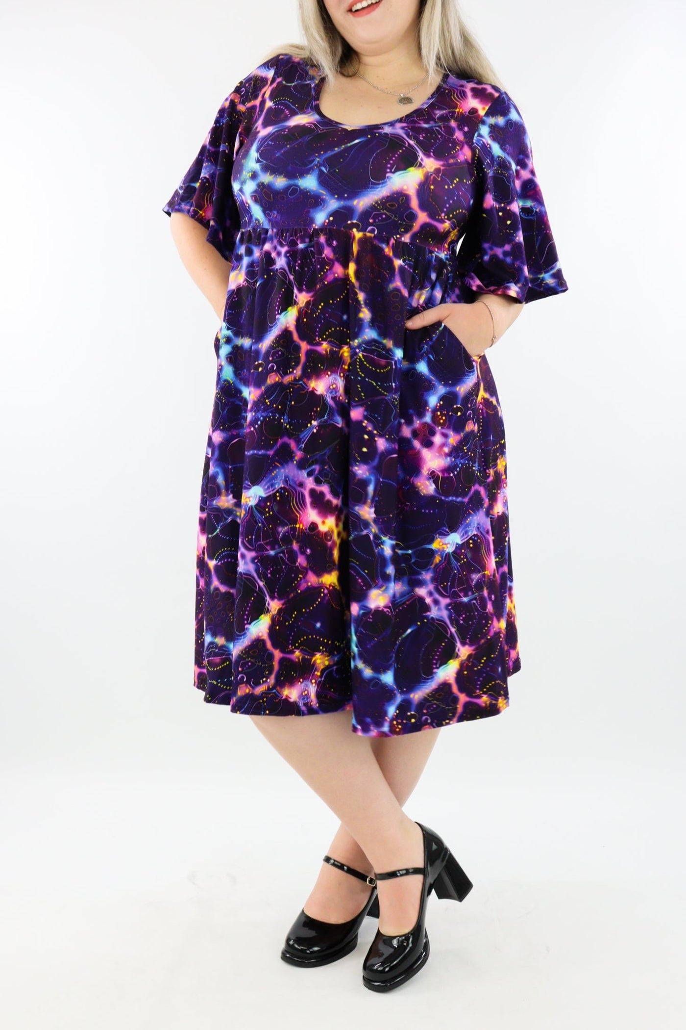 Milky Way - Midi Length Dress - Mid Sleeve - Pockets