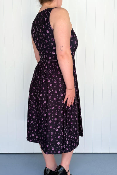 Pink Sparkle Paw - Sleeveless Midi Dress - Pockets