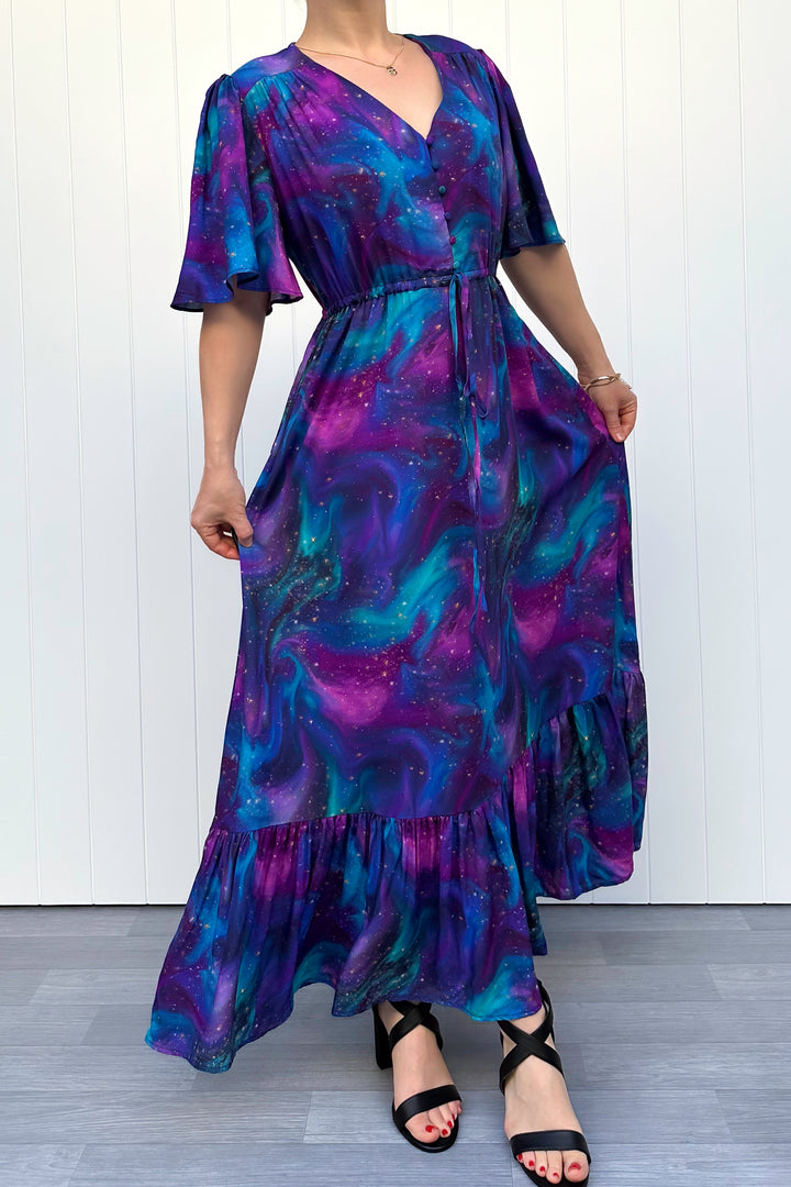 Peony Maxi Dress - Aurora Sky - Pockets