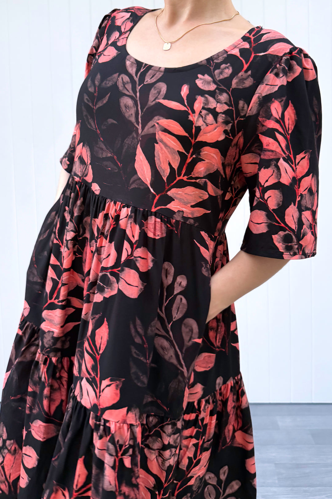 Lily Dress - Vintage Watercolour Leaves - Pockets