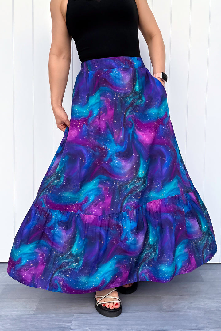 Camellia Maxi Skirt - Aurora Sky - Pockets