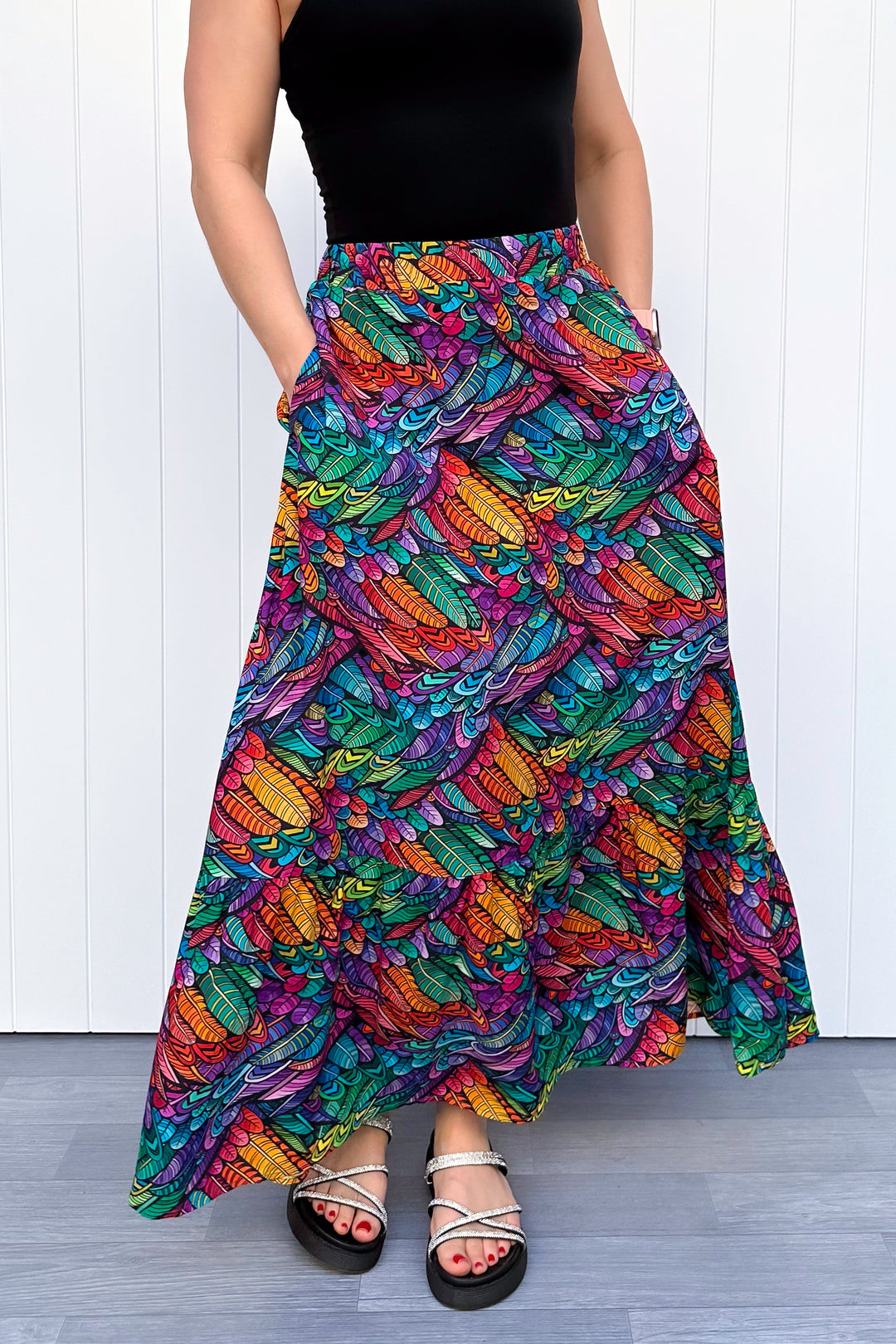 Camellia Maxi Skirt - Feather Wild - Pockets
