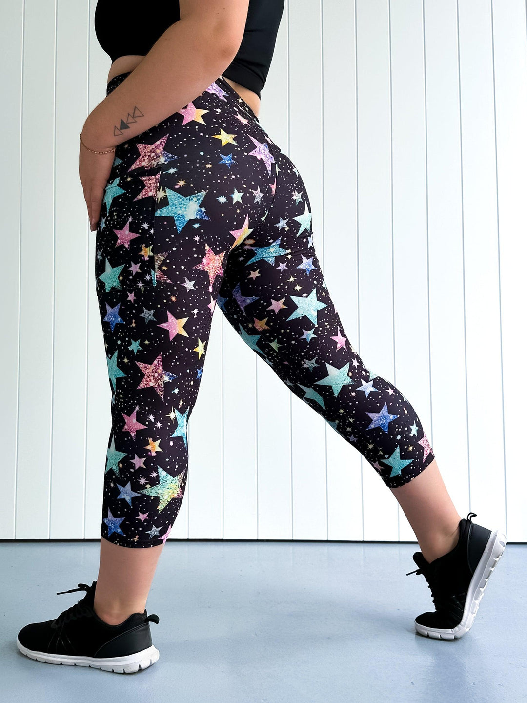 Sparkle Stars - Casual - Capri Leggings - Pockets