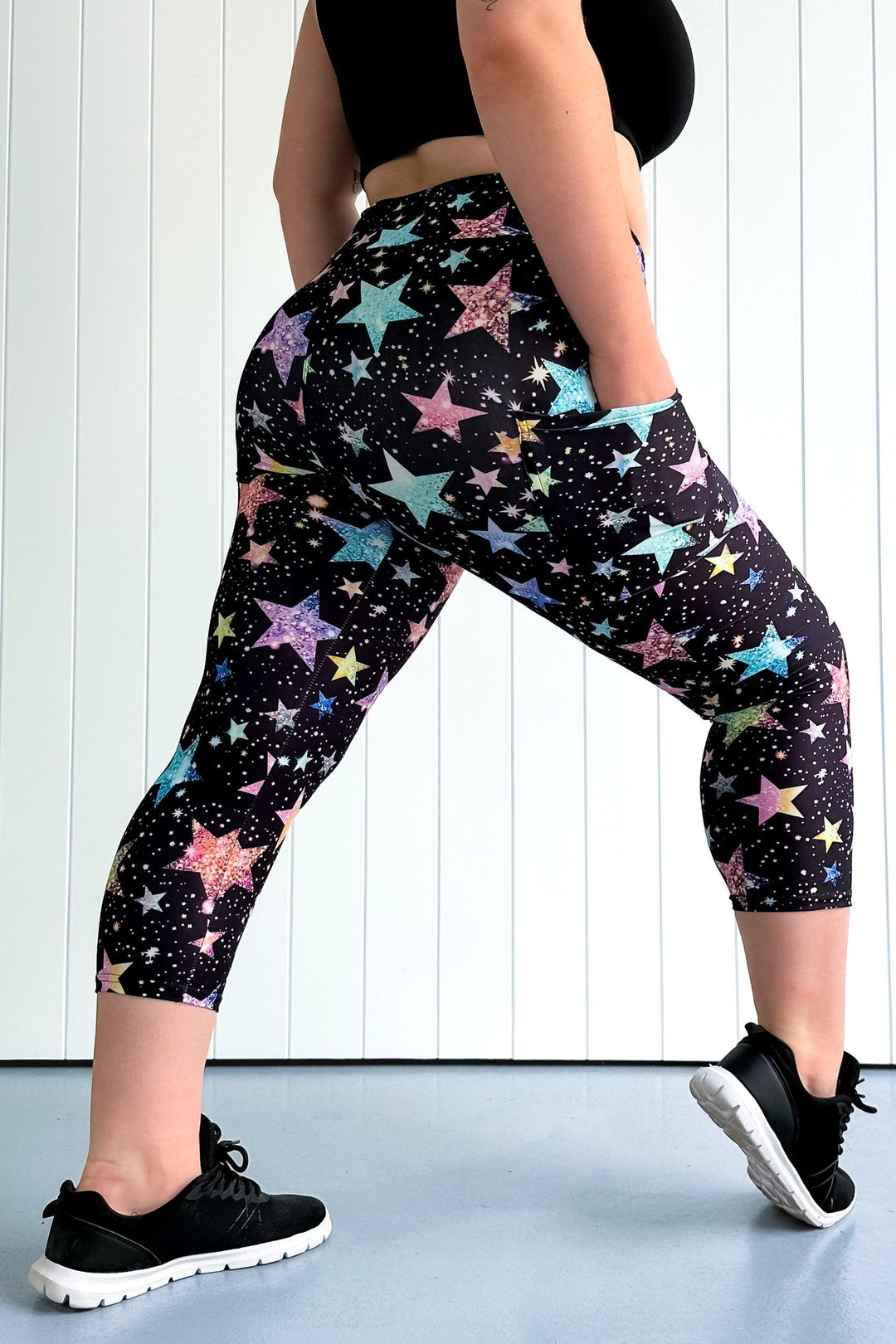 Sparkle Stars - Casual - Capri Leggings - Pockets