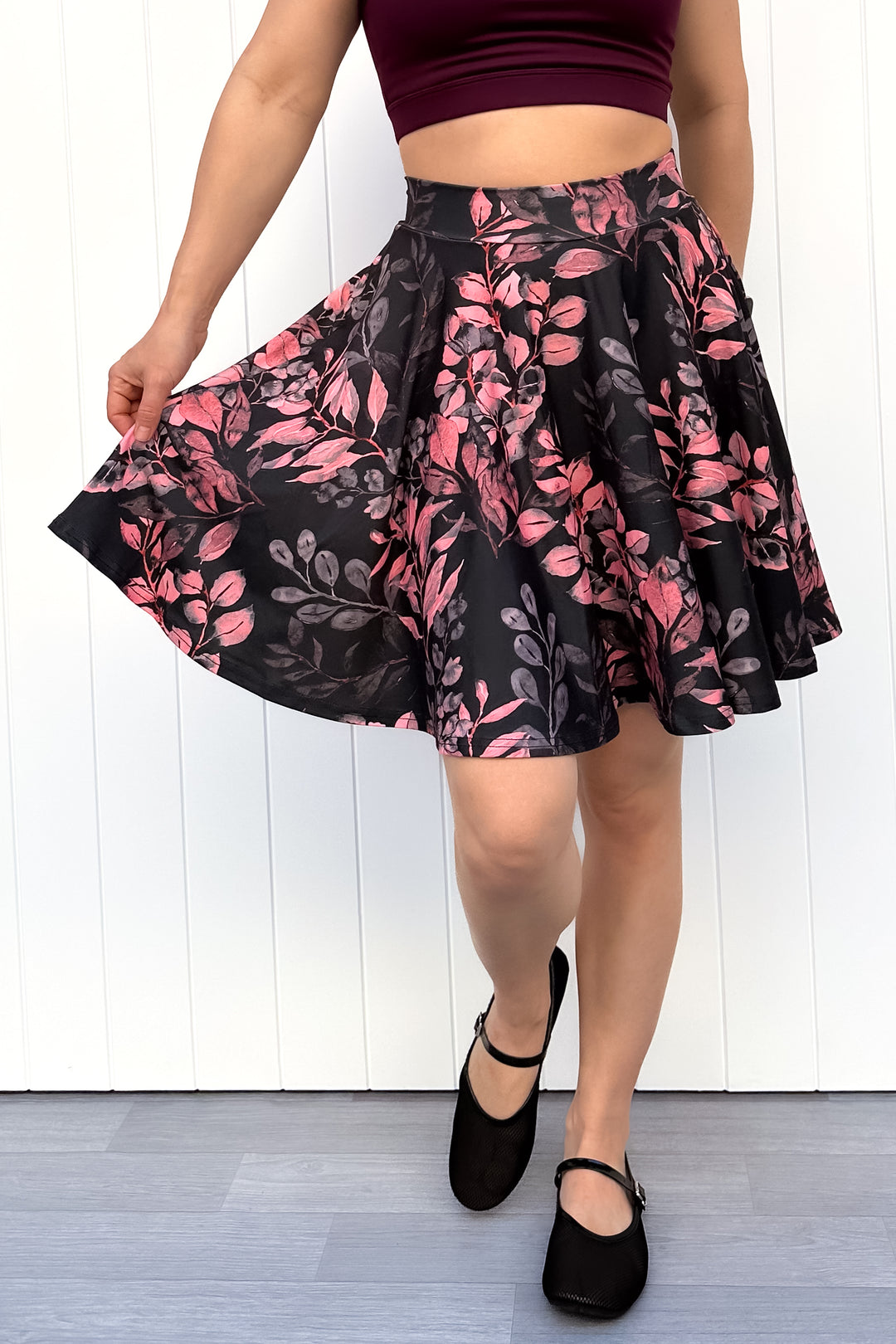 Seraphine Mini Skirt - Vintage Watercolour Leaves