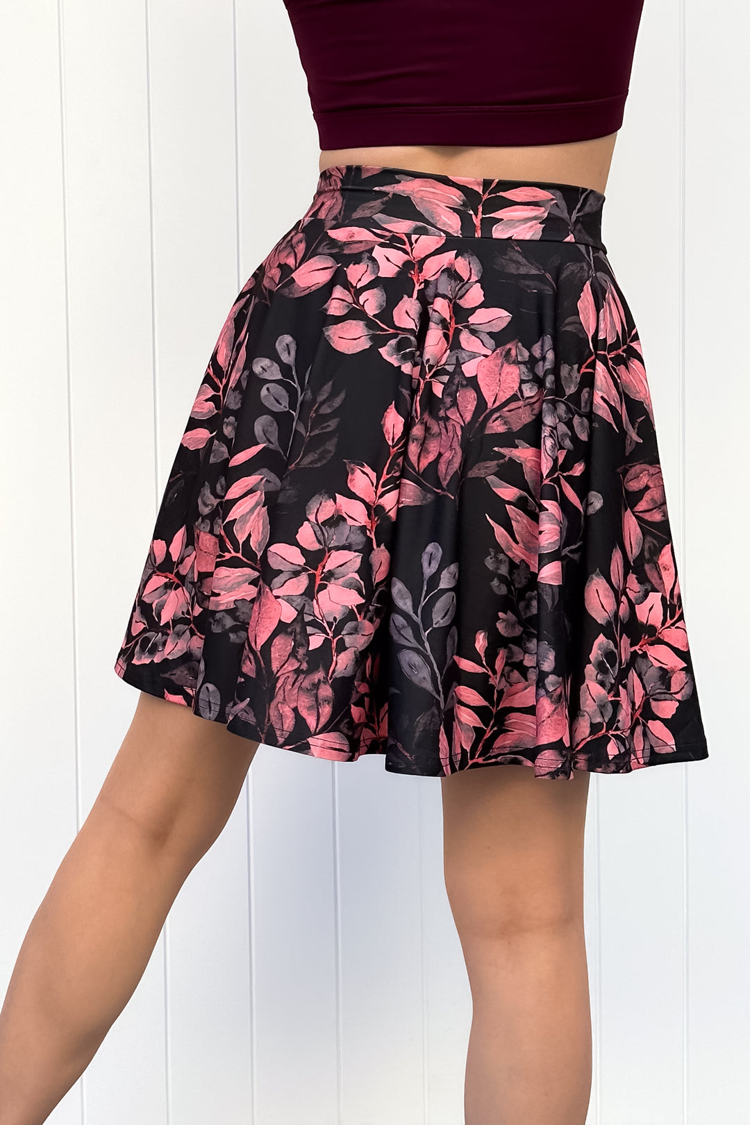 Seraphine Mini Skirt - Vintage Watercolour Leaves