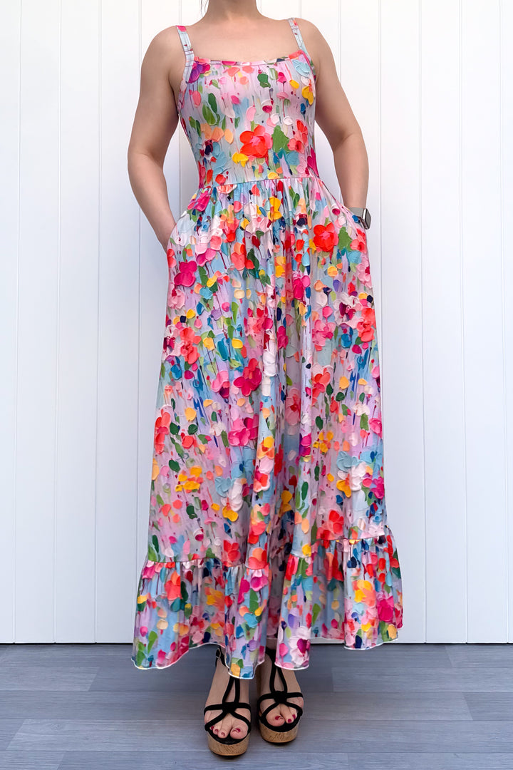 Celeste Maxi Dress - Painted Petals - Pockets