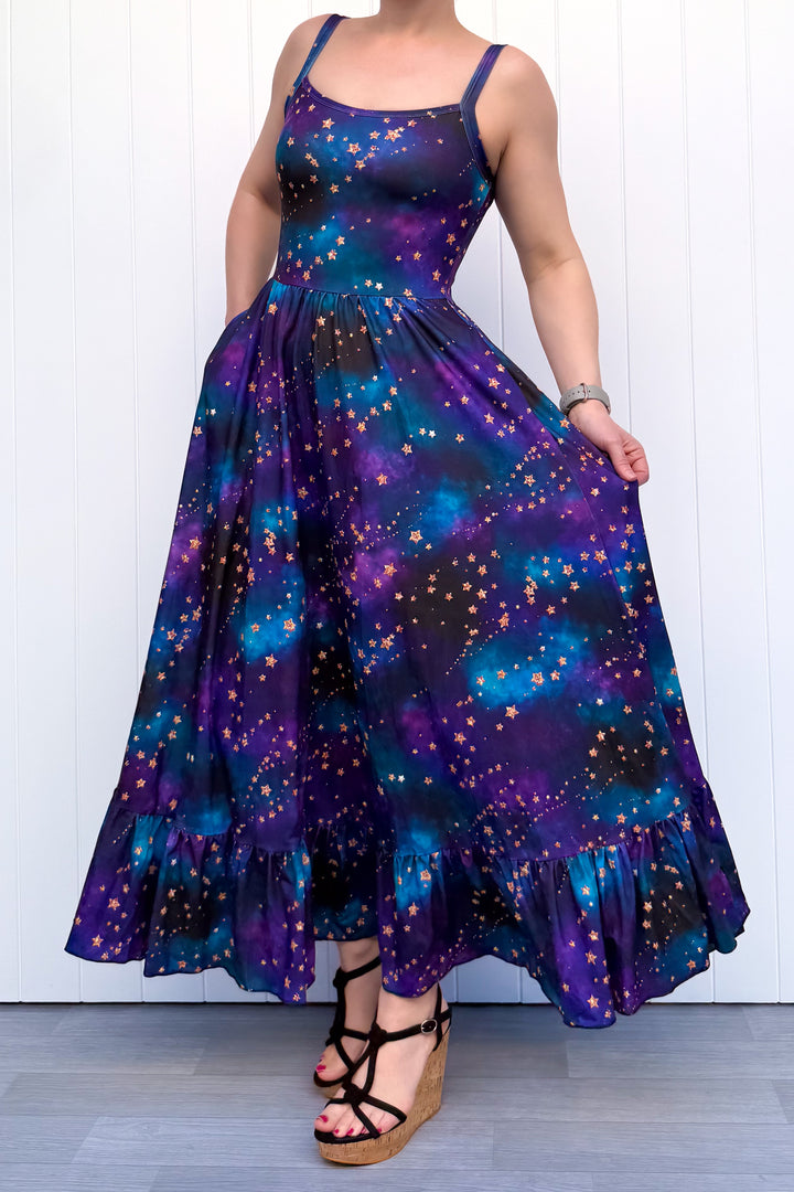 Celeste Maxi Dress - Universe Shimmer - Pockets