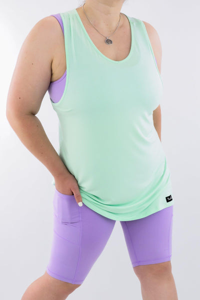 Pastel Mint - Long Tank Top - V-neck - Sleeveless - Pawlie