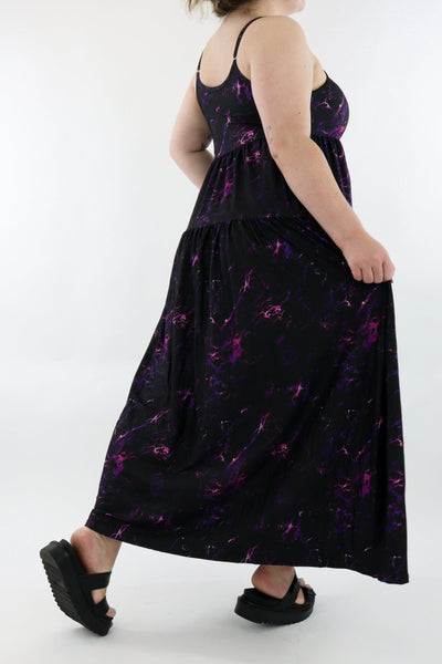 Purple Marble - Strappy Maxi Dress - Pockets - Pawlie