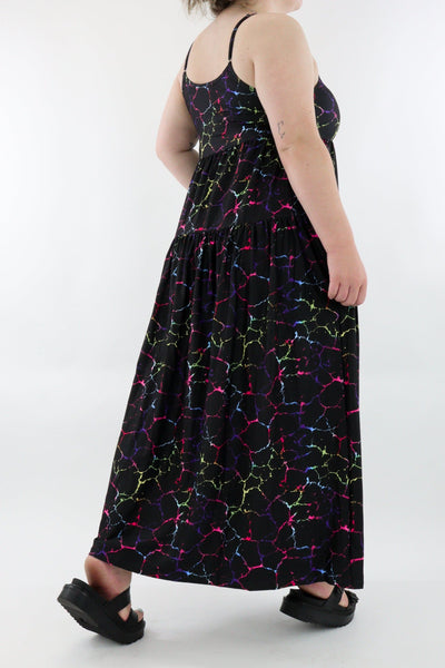 Rainbow Marble - Strappy Maxi Dress - Pockets - Pawlie