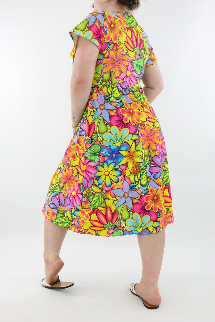 Tutti Frutti Flower - A-Line Dress - Midi Length - Side Pockets - Pawlie