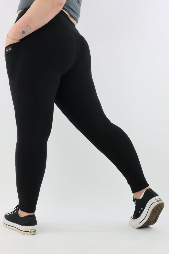 Black - Fleece - Leg Pockets - Full Leggings Hybrid Fleece Leggings Pawlie   