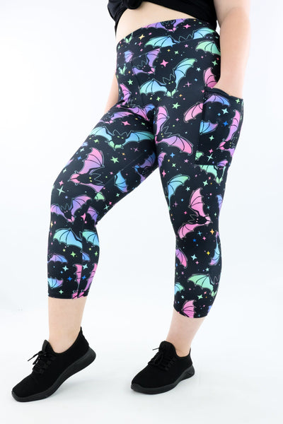 Neon Bats - Casual - Capri Leggings - Pockets Casual Capri Leggings - Pockets Pawlie   