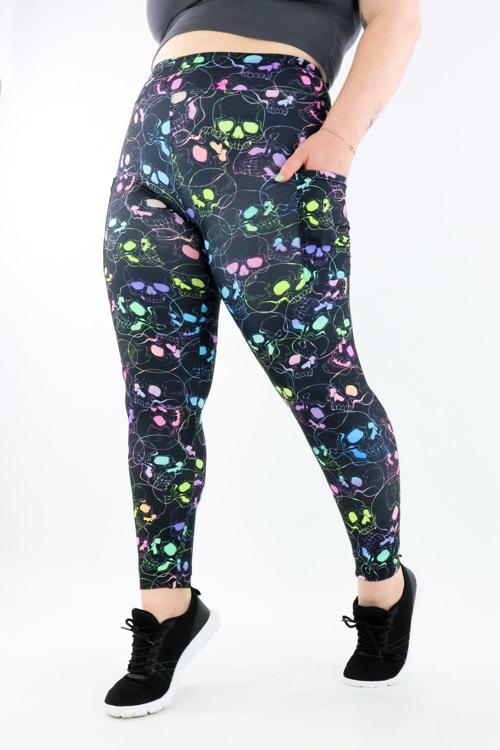 Neon Skull - Casual - Regular Full Leggings - Pockets Casual Full Leggings - Pockets Pawlie   