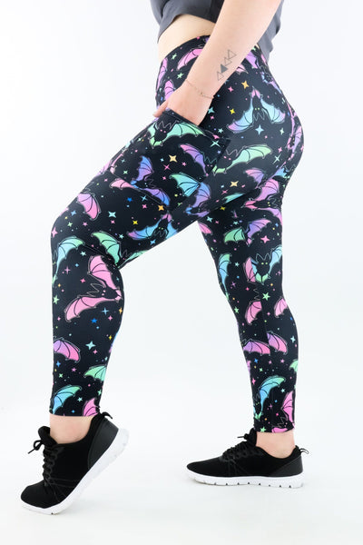 Neon Bats- Casual - Regular Full Leggings - Pockets Casual Full Leggings - Pockets Pawlie   