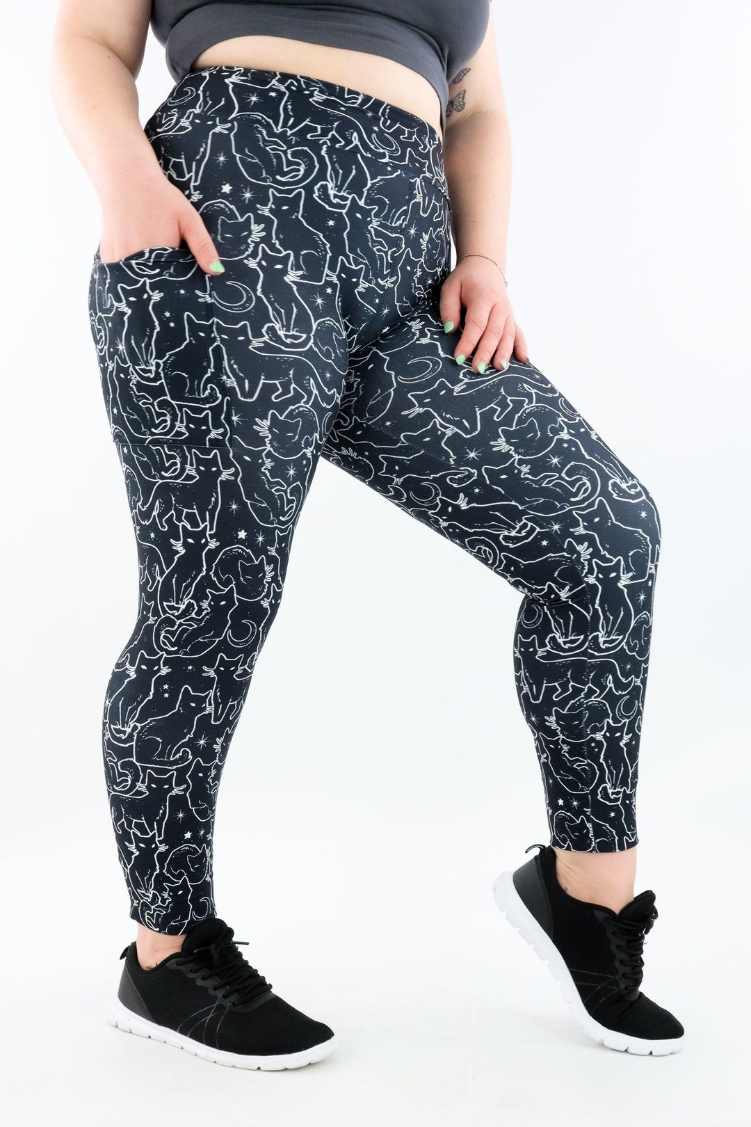 Familiar Cat - Casual - Regular Full Leggings - Pockets Casual Full Leggings - Pockets Pawlie   