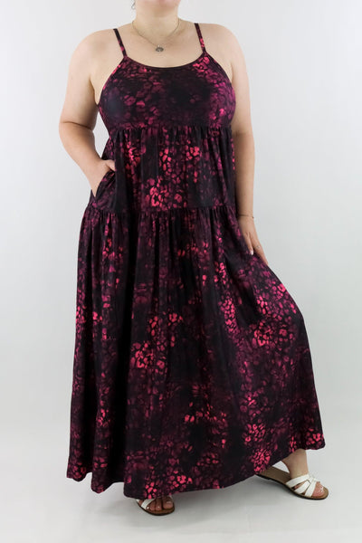 Berry Leopard - Strappy Maxi Dress - Pockets - Pawlie