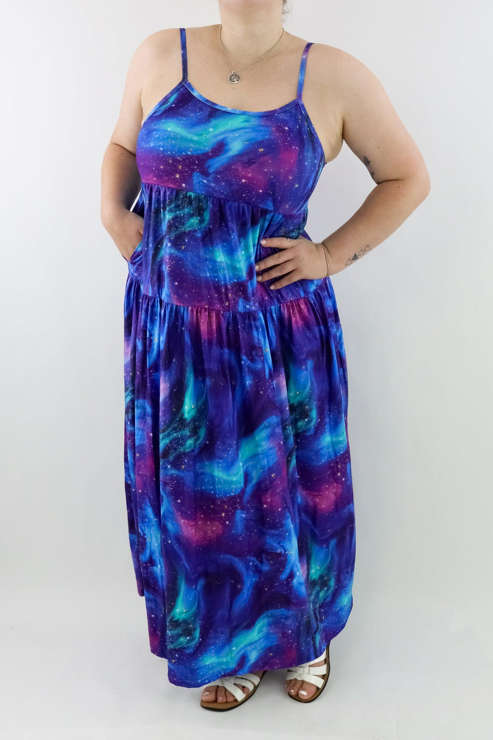 Aurora Sky - Strappy Maxi Dress - Pockets - Pawlie