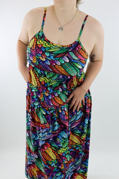 Feather Wild - Strappy Maxi Dress - Pockets - Pawlie