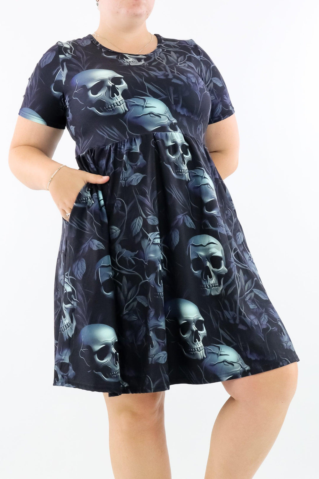 Vines of the Dead - Short Sleeve Skater Dress - Knee Length - Side Pockets - Pawlie