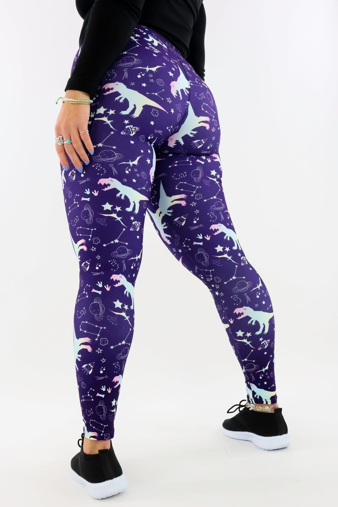 Galaxy Dinosaur - Casual - Regular Full Leggings - Pockets Casual Full Leggings - Pockets Pawlie   