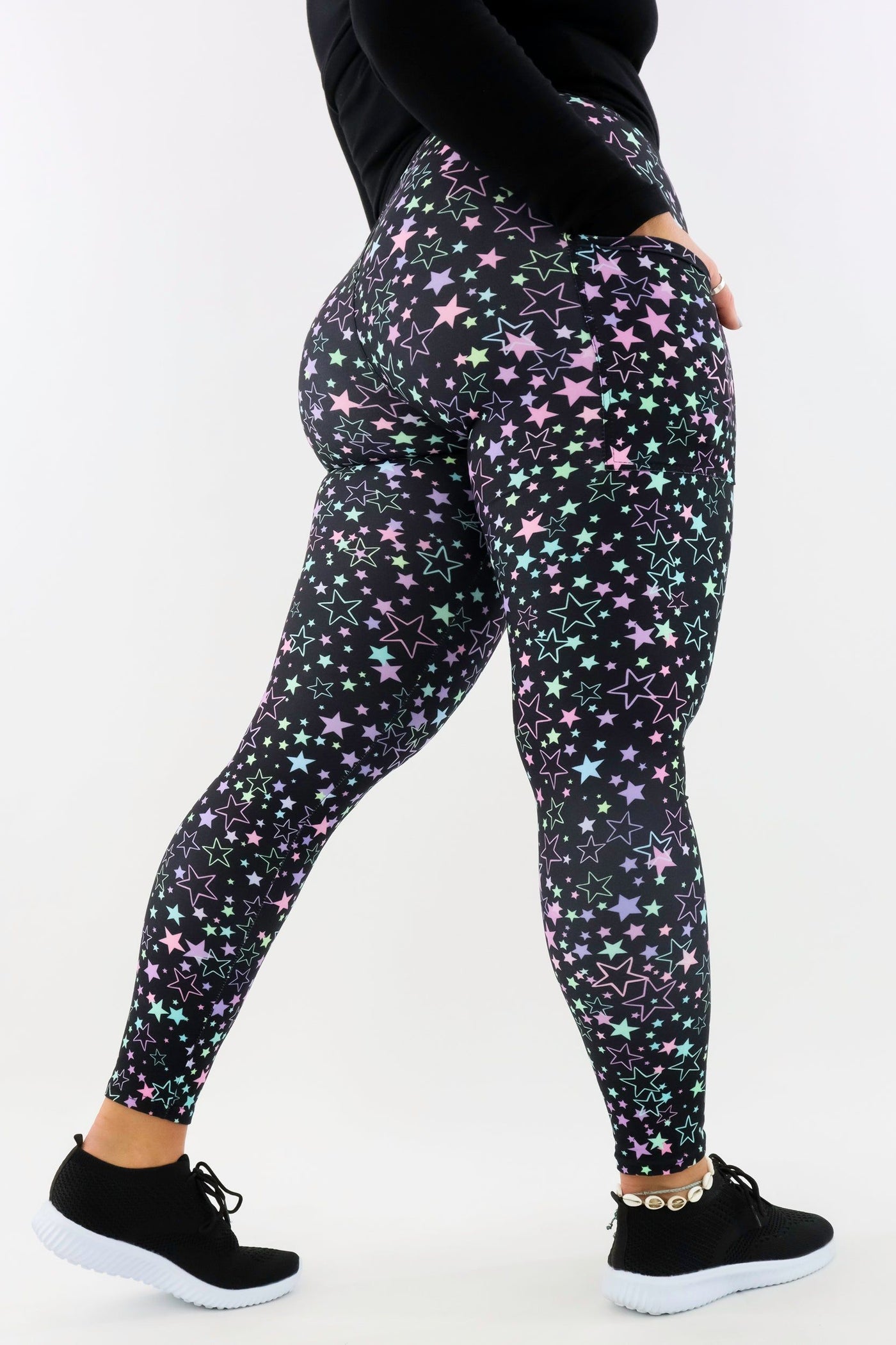 Neon Stars - Casual - Regular Full Leggings - Pockets Casual Full Leggings - Pockets Pawlie   