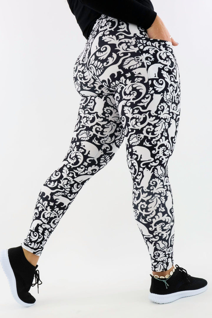 Cat Damask - Casual - Regular Full Leggings - Pockets Casual Full Leggings - Pockets Pawlie   