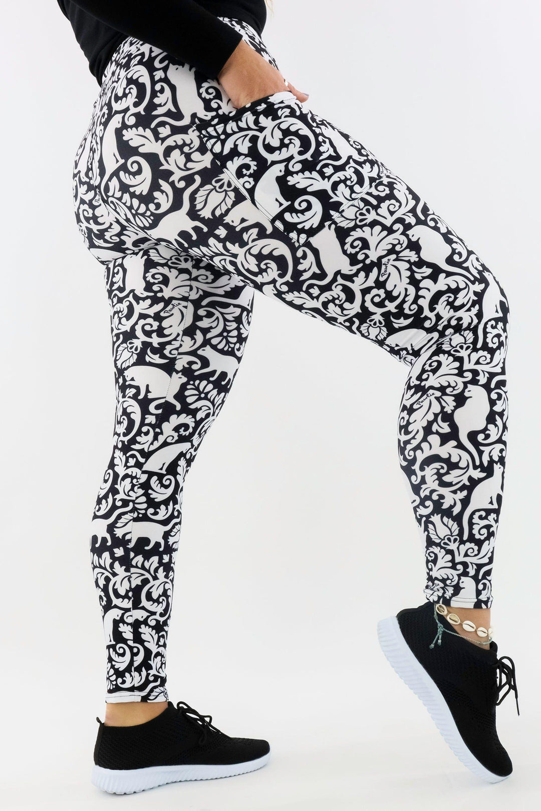 Cat Damask - Casual - Regular Full Leggings - Pockets Casual Full Leggings - Pockets Pawlie   