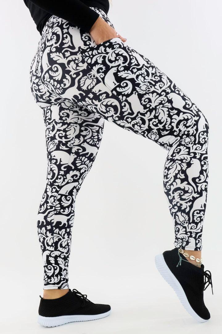 Cat Damask - Casual - Regular Full Leggings - Pockets Casual Full Leggings - Pockets Pawlie   