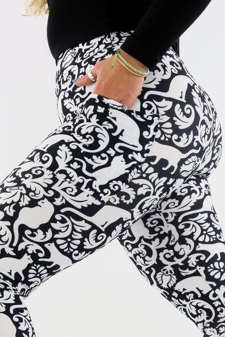 Cat Damask - Casual - Regular Full Leggings - Pockets Casual Full Leggings - Pockets Pawlie   