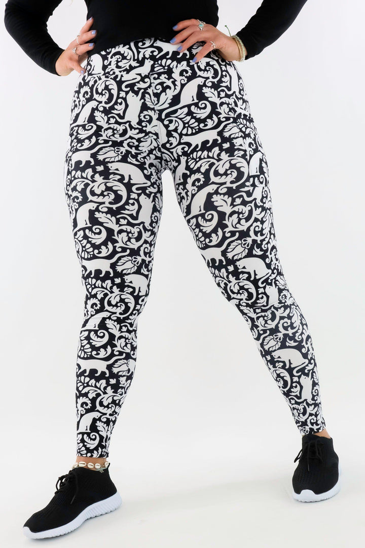 Cat Damask - Casual - Regular Full Leggings - Pockets Casual Full Leggings - Pockets Pawlie   