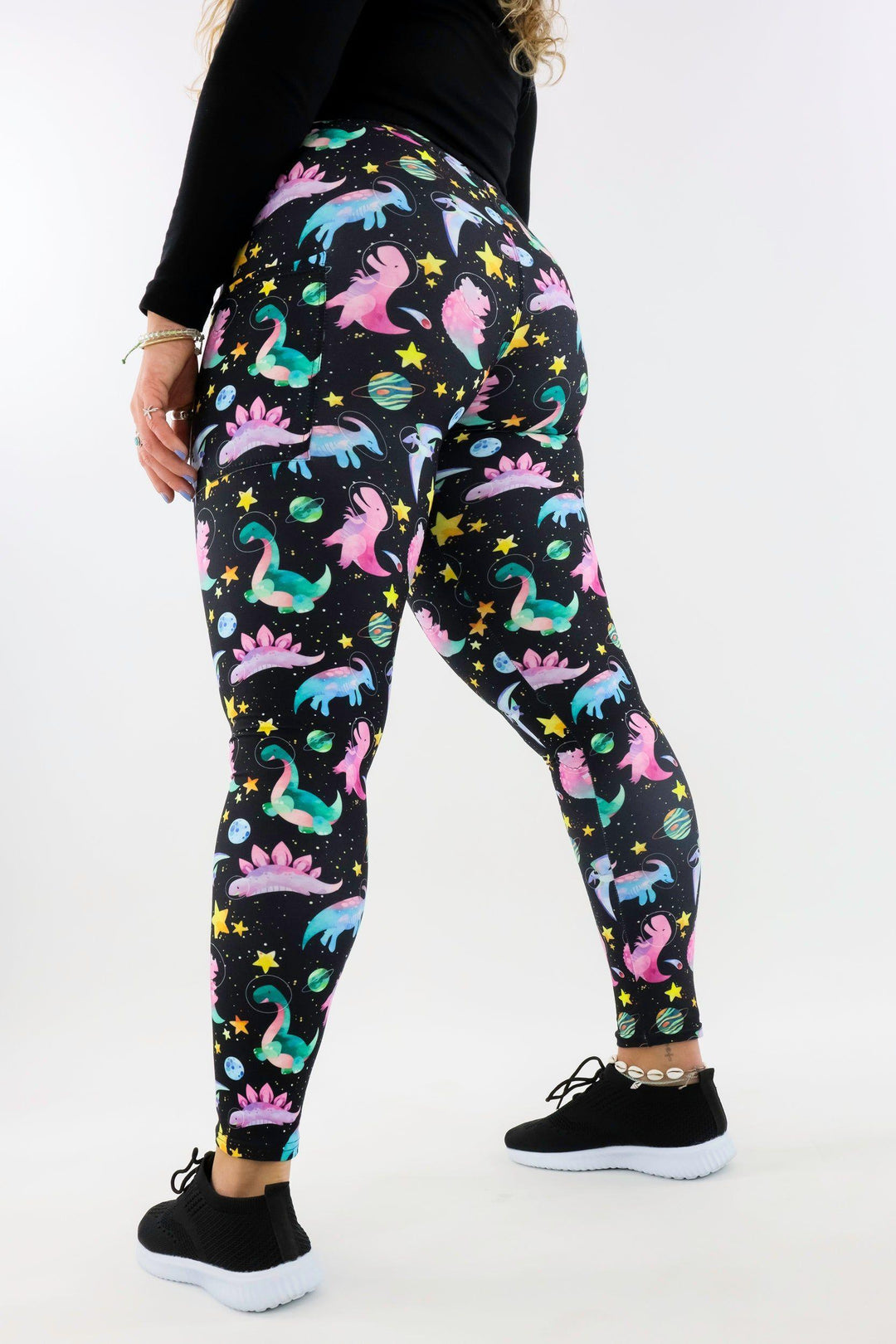 Space Dinosaurs - Casual - Regular Full Leggings - Pockets Casual Full Leggings - Pockets Pawlie   