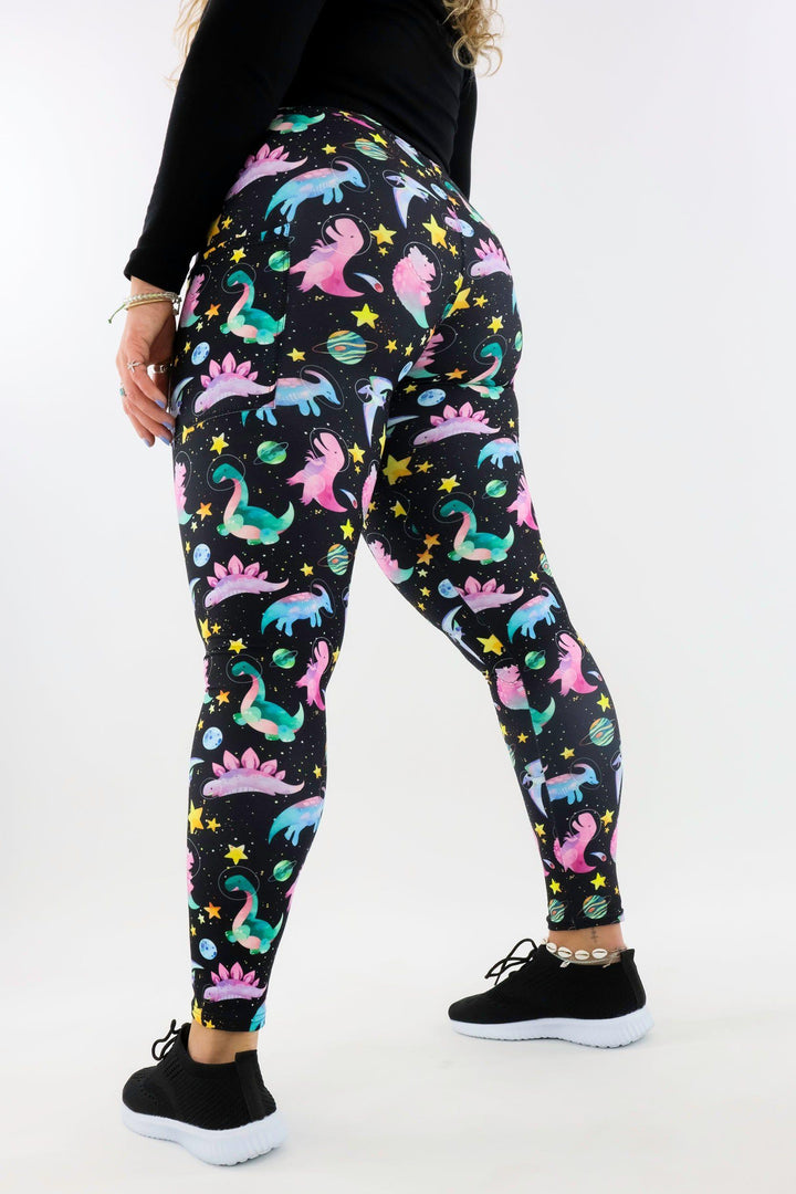 Space Dinosaurs - Casual - Regular Full Leggings - Pockets Casual Full Leggings - Pockets Pawlie   
