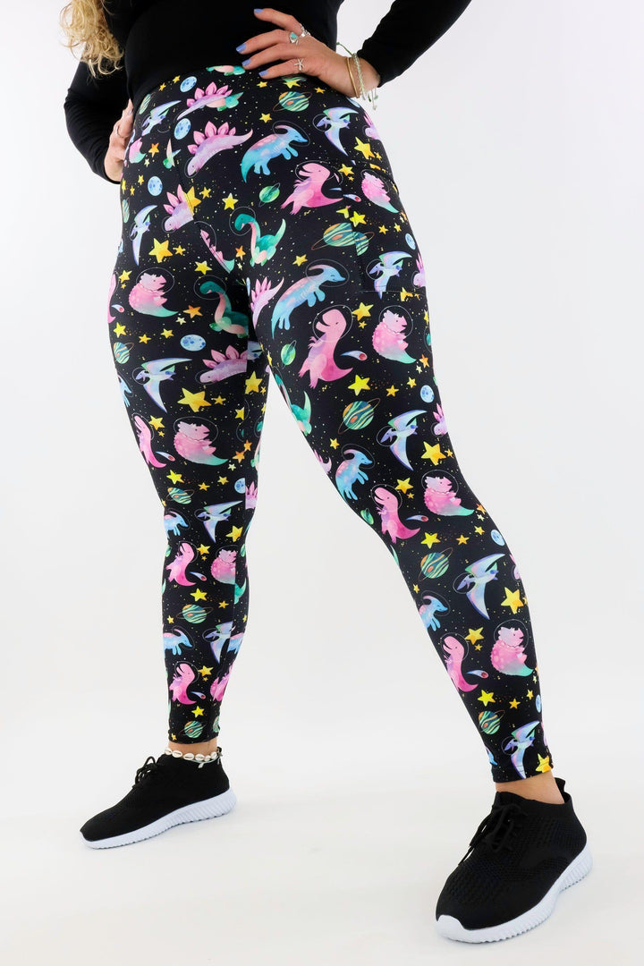 Space Dinosaurs - Casual - Regular Full Leggings - Pockets Casual Full Leggings - Pockets Pawlie   