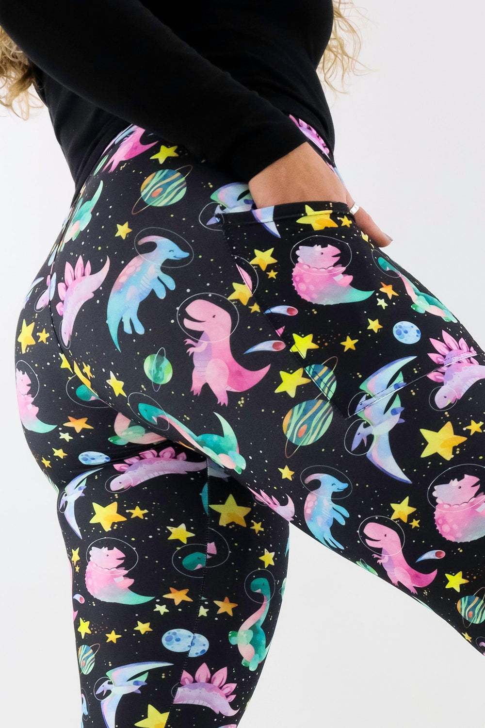 Space Dinosaurs - Casual - Regular Full Leggings - Pockets Casual Full Leggings - Pockets Pawlie   