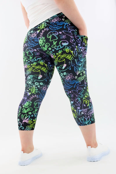 Unicorn Forest - Casual - Capri Leggings - Pockets Casual Capri Leggings - Pockets Pawlie   