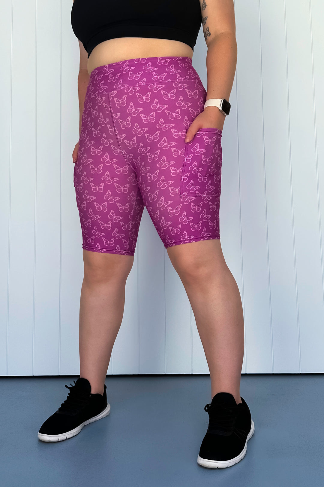 Rich Purple Butterflies - Casual - Long Shorts - Pockets