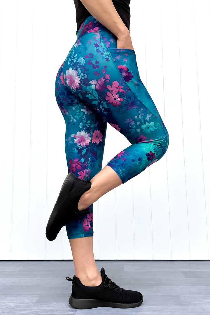 Ethereal Bloom - Hybrid 2.0 - Leg Pockets - Capri Leggings