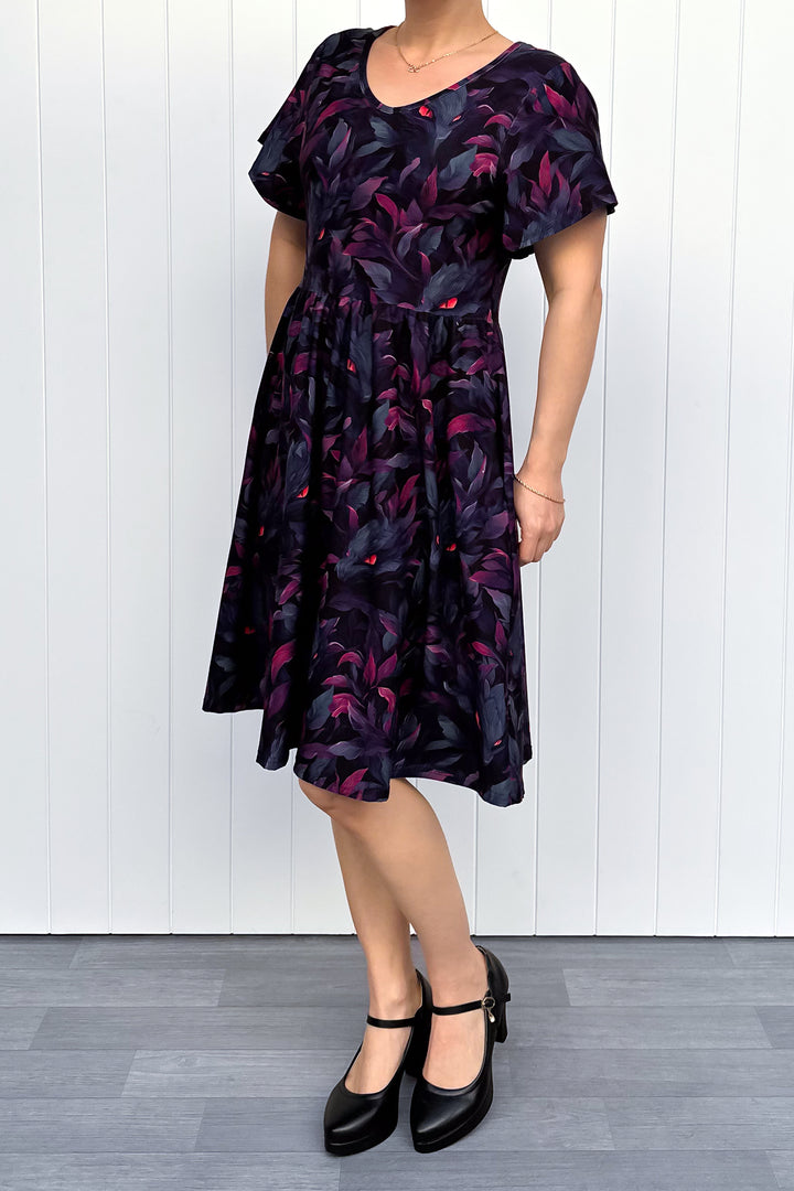 Pet Foliage Monster - Knee Length Dress - Flutter Sleeve - Pockets