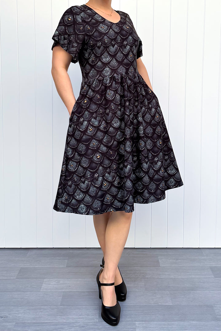 Dragon Armour - Knee Length Dress - Flutter Sleeve - Pockets