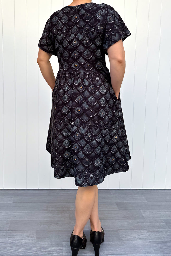 Dragon Armour - Knee Length Dress - Flutter Sleeve - Pockets