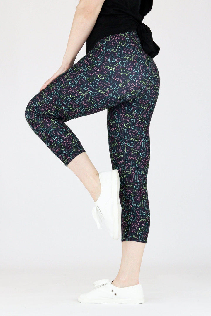 Cat Dog Love - Casual Capri Leggings Casual Capri Leggings Pawlie   