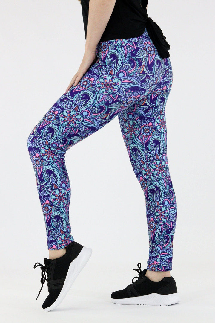 Neon Floral - Casual Leggings Casual Full Leggings Pawlie   